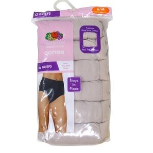 Fruit of the Loom Ring Spun Cotton Size 6 Tagless Briefs NEW Package of 6 Nude
